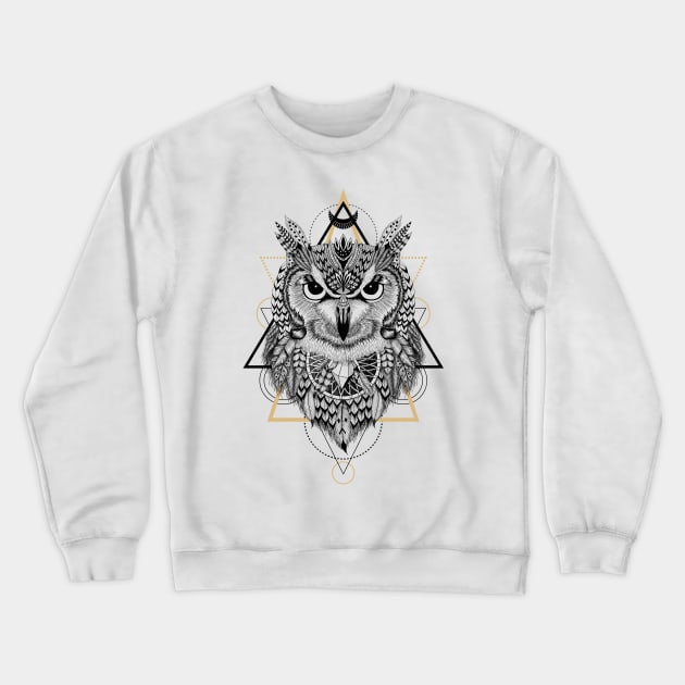 Totem mandala Owl in boho style Crewneck Sweatshirt by fears